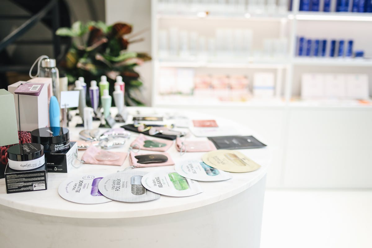 Curated beauty products on display